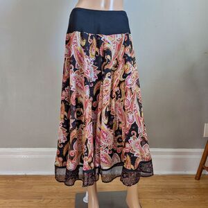 Vintage Y2K Jones New York Paisley Midi Skirt Whimsigoth Fairy Grunge Size 6
